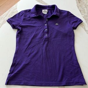 NWOT Lacoste rich deep purple 1/2 front button short sleeve polo shirt